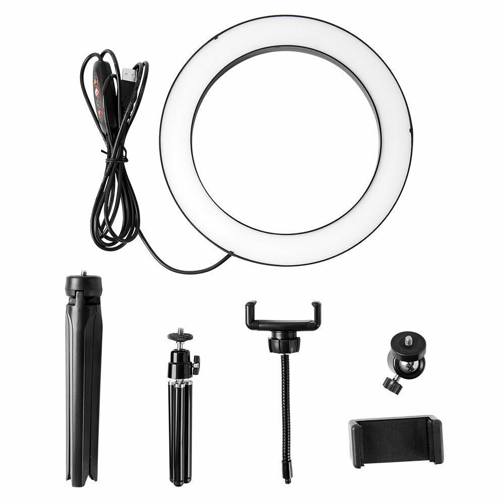 10" Dimmable LED Ring Light Tripod Stand For Phone Makeup Live Selfie
