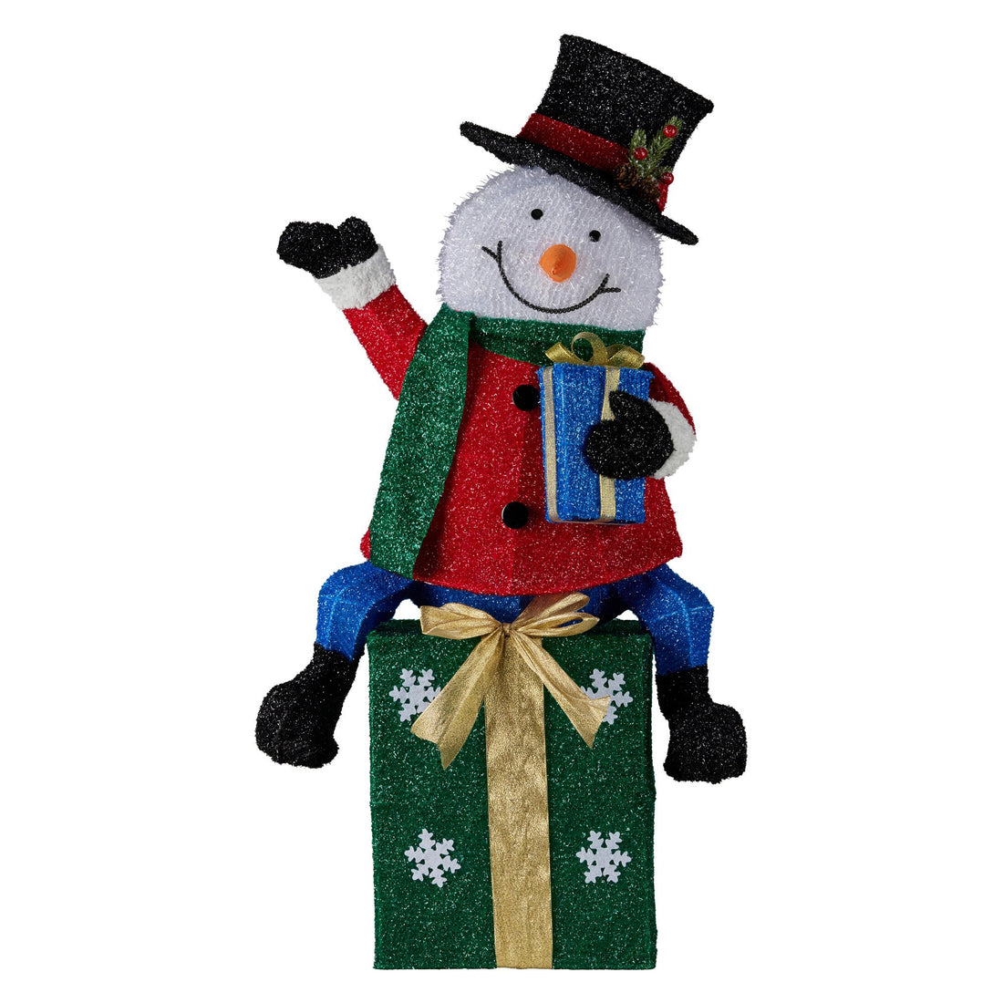 85cm Christmas Snowman On Presents Display With Lights