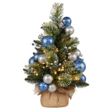 61cm Blue Collection Pre-Lit Tabletop Christmas Tree