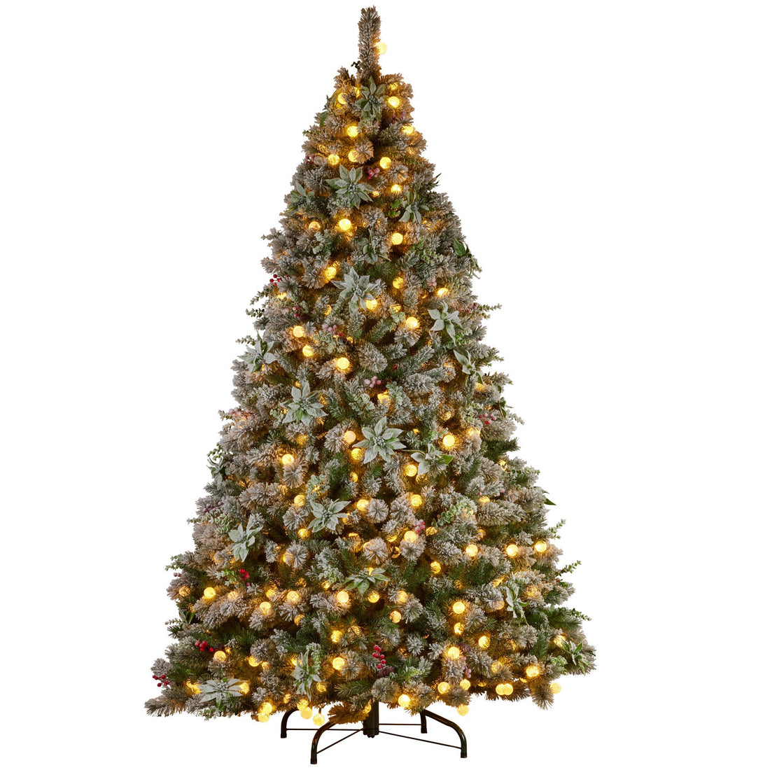 Snowy Crown Pine 2.3m Multicolour Pre-Lit Christmas Tree With 1453 Tips