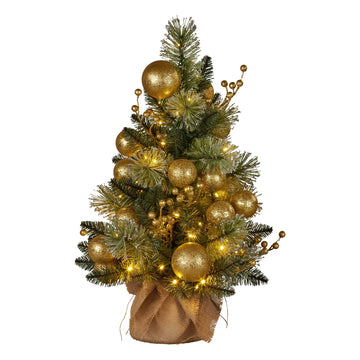 61cm Battery-Operated Christmas Tree Warm Lights LED Table Top Gold
