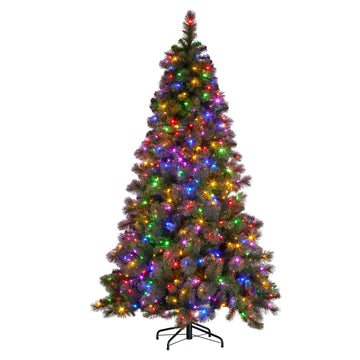 7.5ft Christmas Tree Glittery Gold Pine LED Multi-Functional Lights