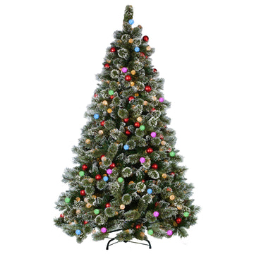 Swishmas Snowy Bristle 2.3m Multicolour Pre-Lit Christmas Tree With 1587 Tips