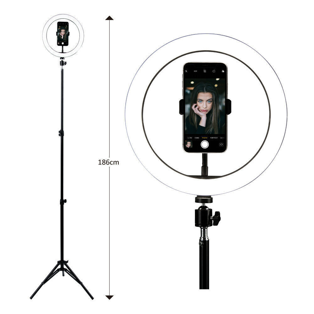 LED Selfie Ring Light With Tripod Stand & Cell Phone Holder For Live Stream/Makeup
