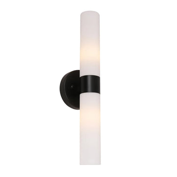 Vara Interior Tubular Up Down Wall Light Opal Glass Black