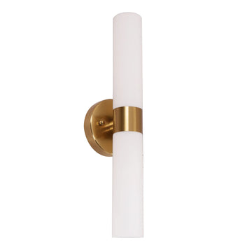 Vara Interior Tubular Up Down Wall Light Opal Glass Brass