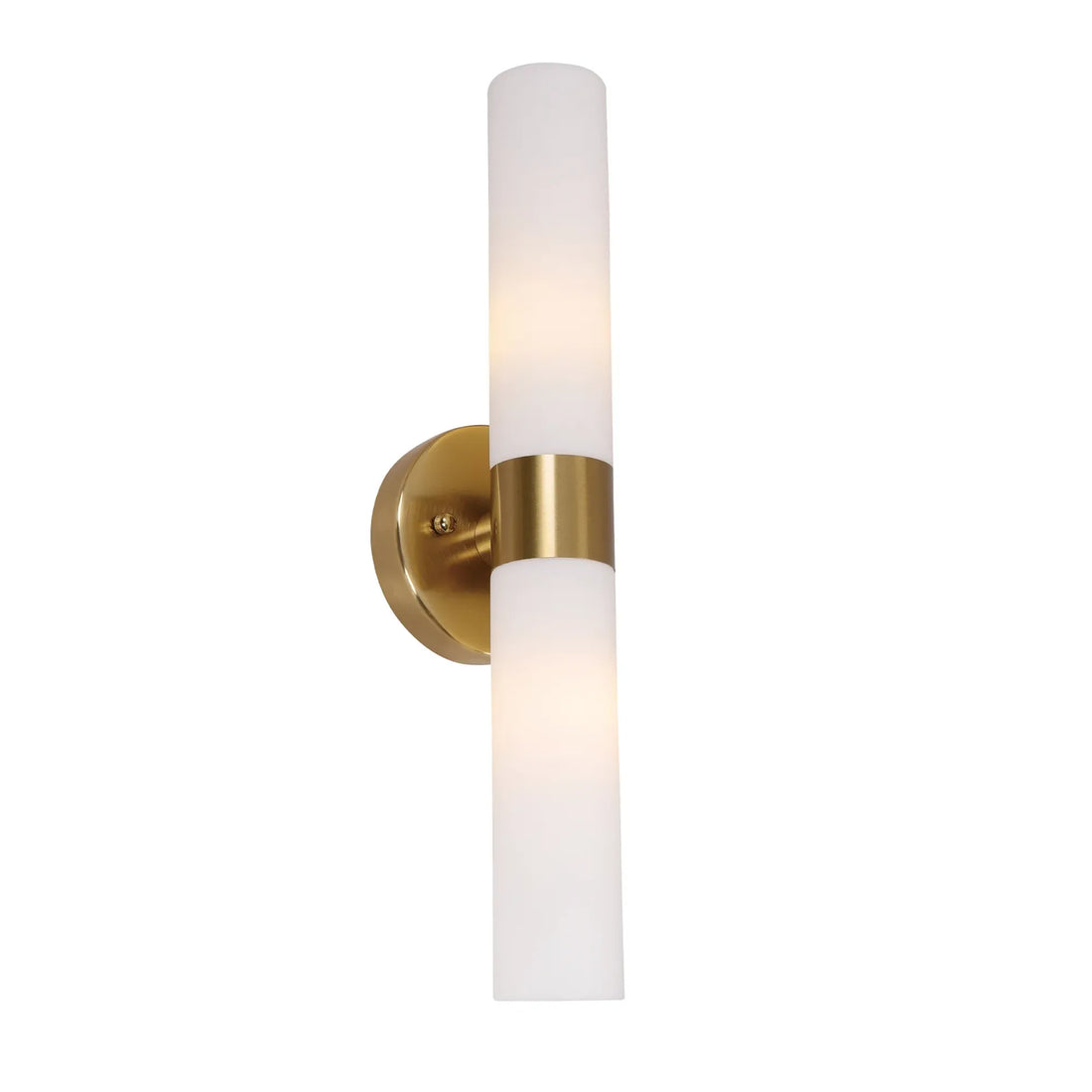 Vara Interior Tubular Up Down Wall Light Opal Glass Brass