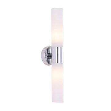 Vara Interior Tubular Up Down Wall Light Opal Glass Chrome