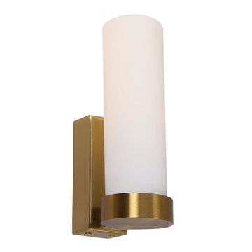 Vara Interior Tubular Up Wall Light Opal Glass Brass