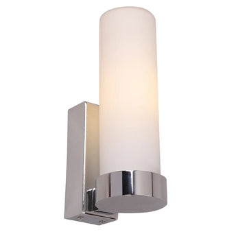 Vara Interior Tubular Up Wall Light Opal Glass Chrome