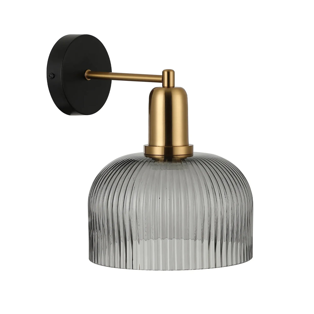 Vintaj Interior Dome Glass Wall Light with Antique Brass Highlight Smokey Black