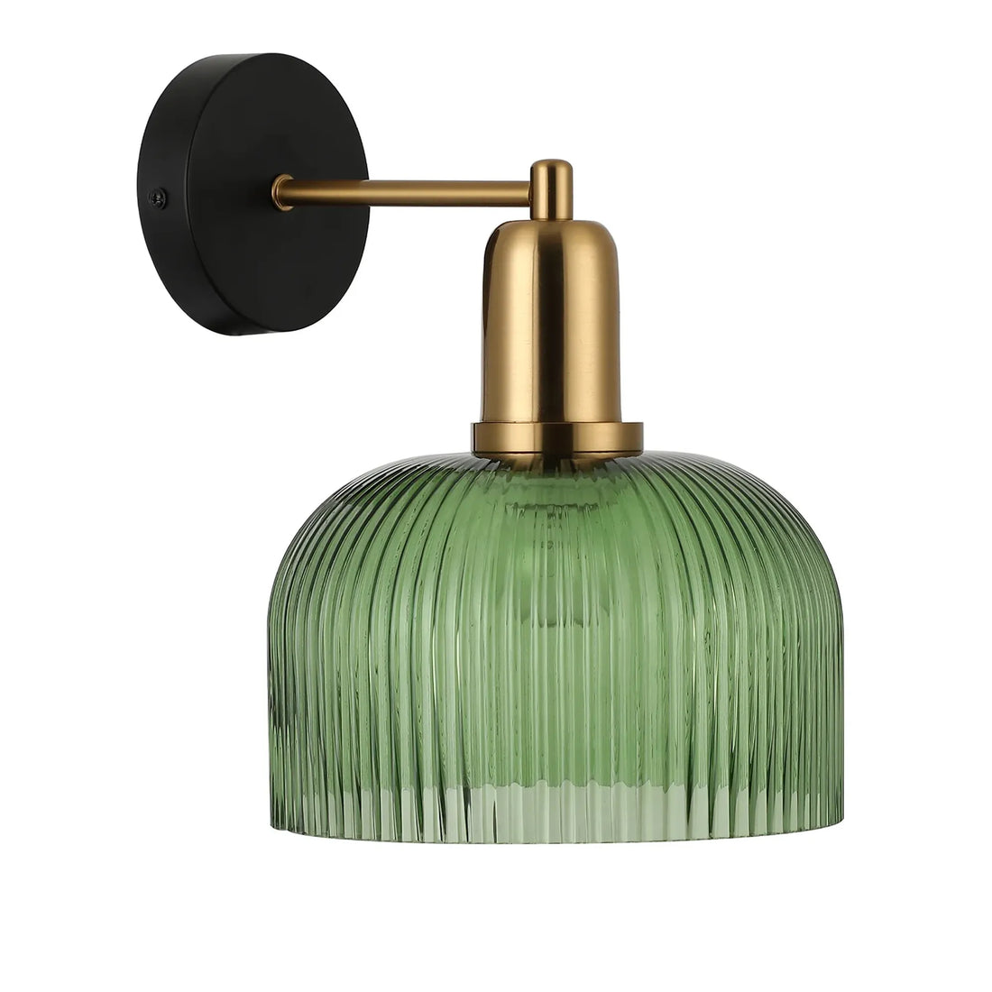 Vintaj Interior Dome Glass Wall Light with Antique Brass Highlight Green