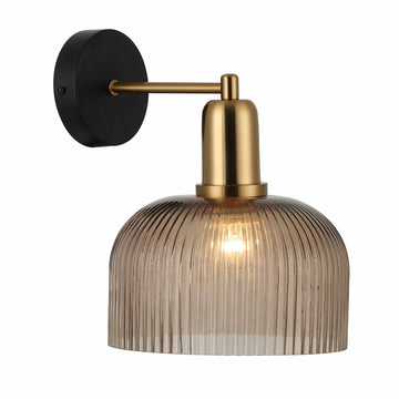 Vintaj Interior Dome Glass Wall Light with Antique Brass Highlight Amber