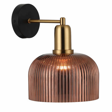 Vintaj Interior Dome Glass Wall Light with Antique Brass Highlight Copper Painted