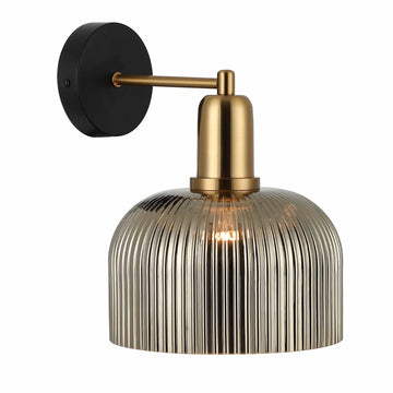 Vintaj Interior Dome Glass Wall Light with Antique Brass Highlight Chrome
