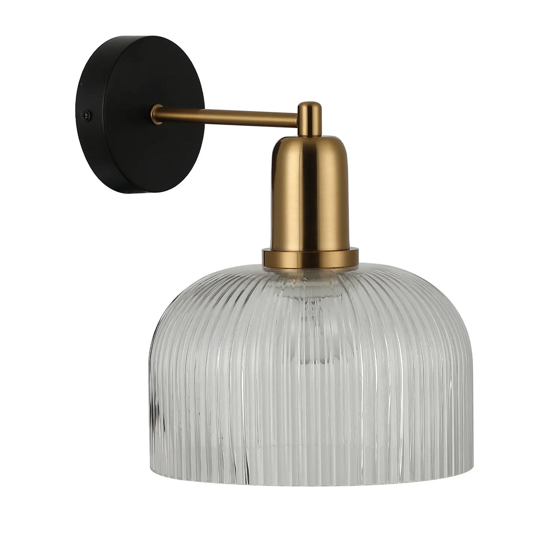 Vintaj Interior Dome Glass Wall Light with Antique Brass Highlight Clear