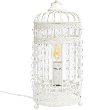 Harmony White Iron Birdcage Table Lamp