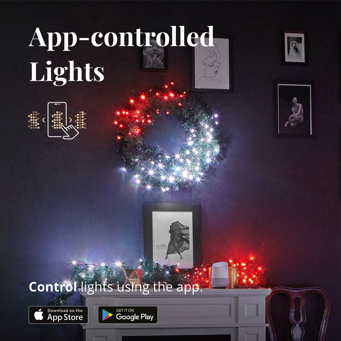 Twinkly Pre-lit Garland With 50 LED String Light - RGB+W
