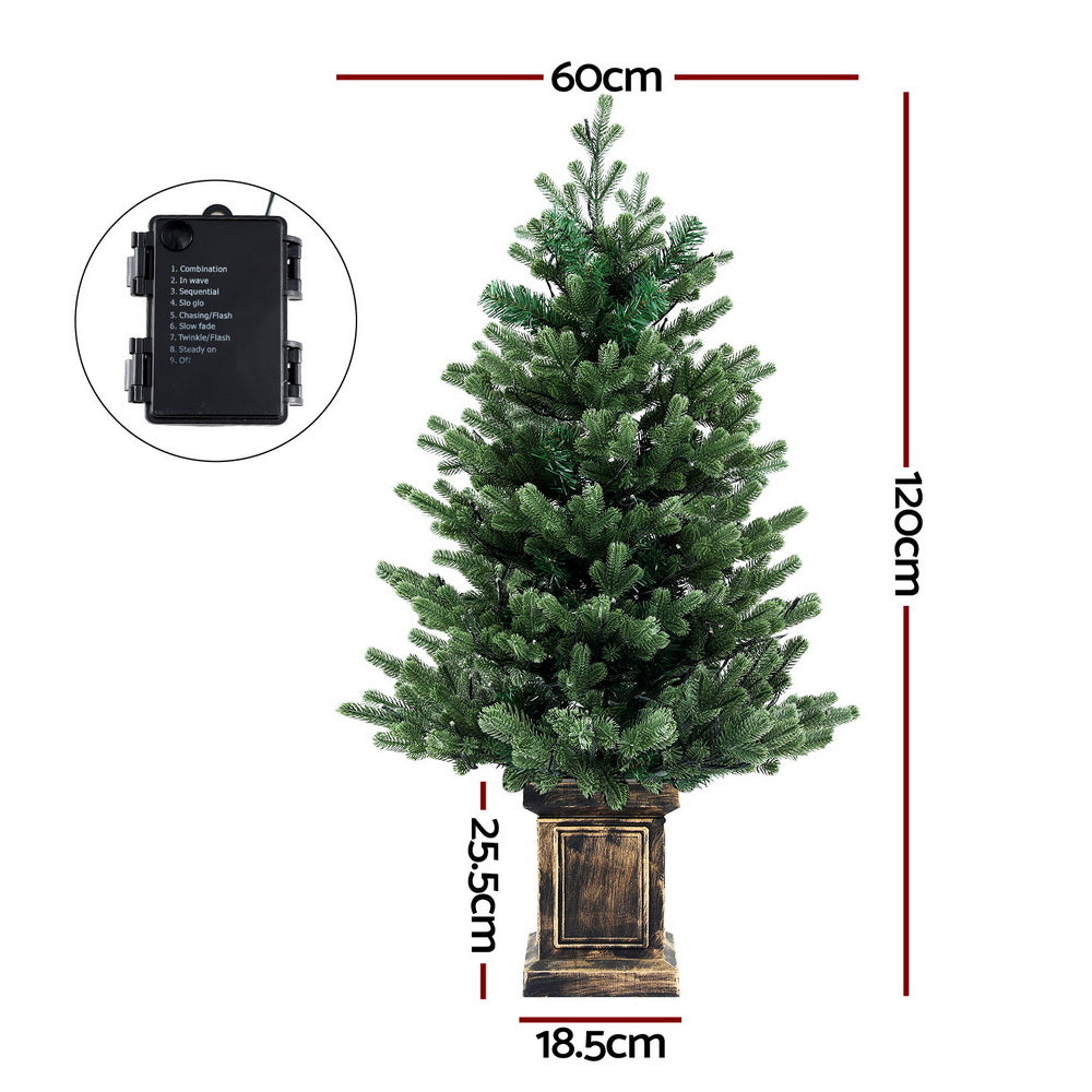 Christmas Tree 1.2m LED Potted Xmas Tree Party Decor 8 Light Modes