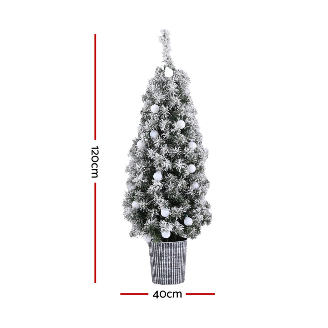Christmas Tree 1.2m Potted Snowy Xmas Tree