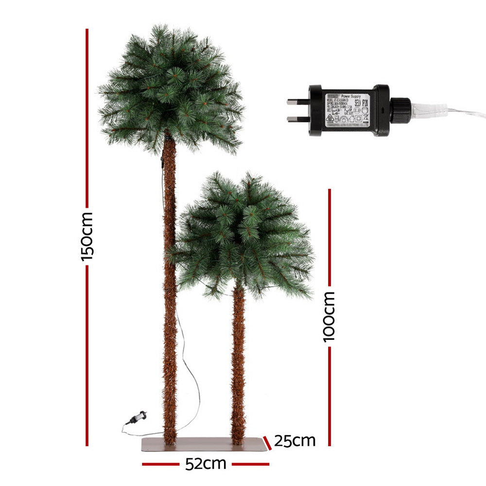 Christmas Tree 1.5+1m LED Xmas Palm Tree Party Decorations 2 In 1