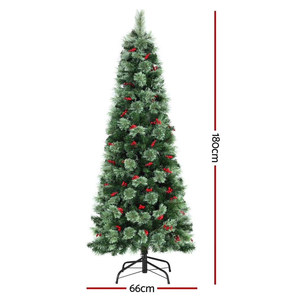 Christmas Tree 1.8m LED Xmas Tree Party Decorations Red Barries