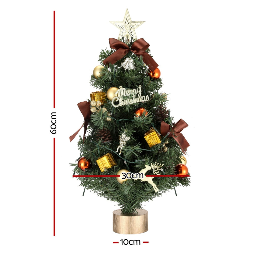 Tabletop Christmas Tree 60cm LED Xmas Tree Tree Topper Ornaments