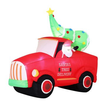 Christmas Inflatable Santa Truck 1.6m Height LED Decorations Illuminated