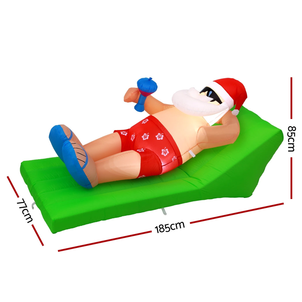 Christmas Inflatable Santa Bench 1.8m LED Illuminated Decorations