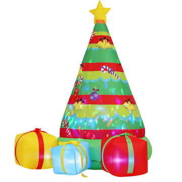 Christmas Inflatable Gift Tree 2.2m Height Flashing Light Decorations Illuminated