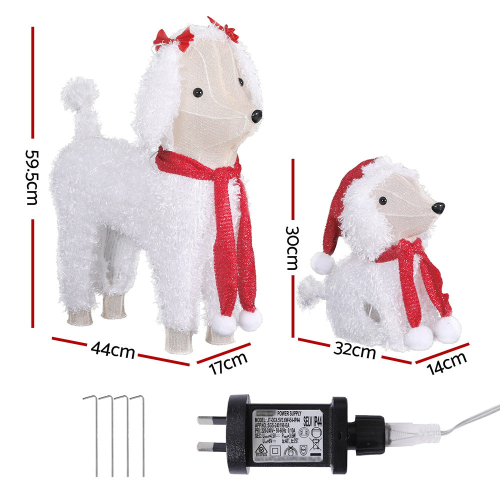 Christmas Lights 60 LED Fairy Light 2pcs Dog Decorations Set