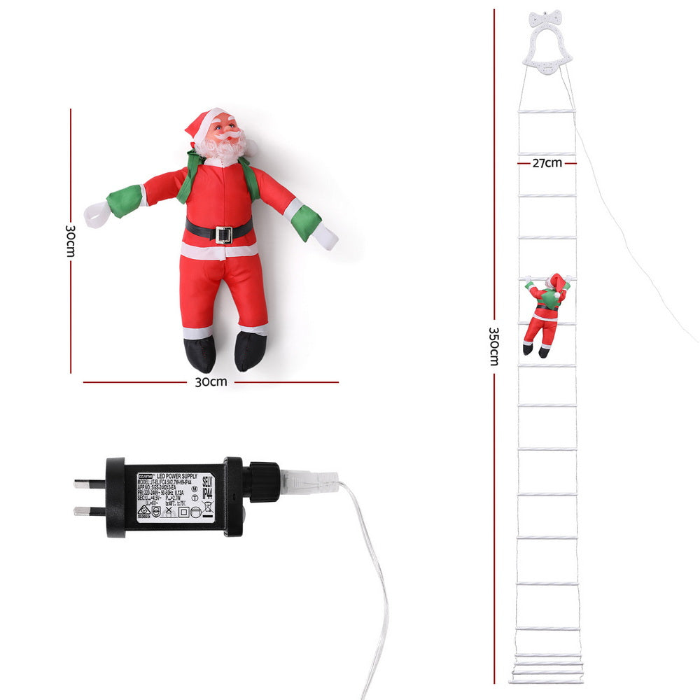 3.5m Christmas Lights 300 LED Ladder Light With Santa Claus Decor