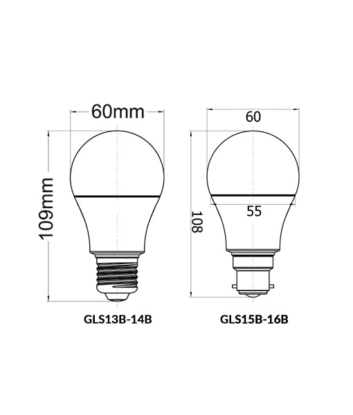 LED Globes GLS B22 6W Set of 4
