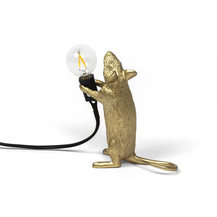 Seletti Mouse Lamp Standing - Gold Step