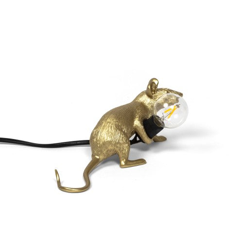 Seletti Mouse Lamp LyingDown - Gold Lop