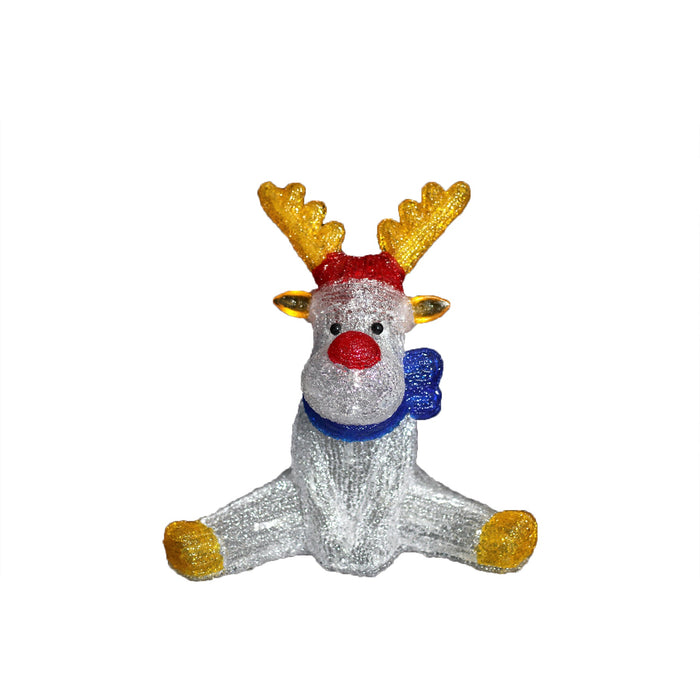Acrylic Sitting Red Nose Reindeer