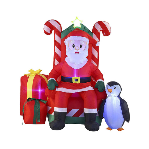 Christmas By Sas 2.1m Santa In His Armchair Self Inflating LED Lighting