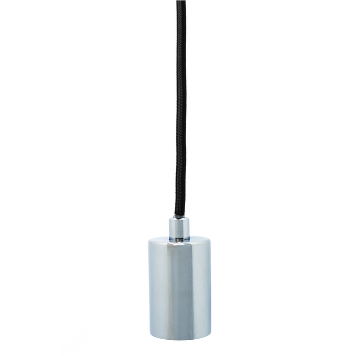 Chrome Ceiling Pendant Light with Black Fabric Cable