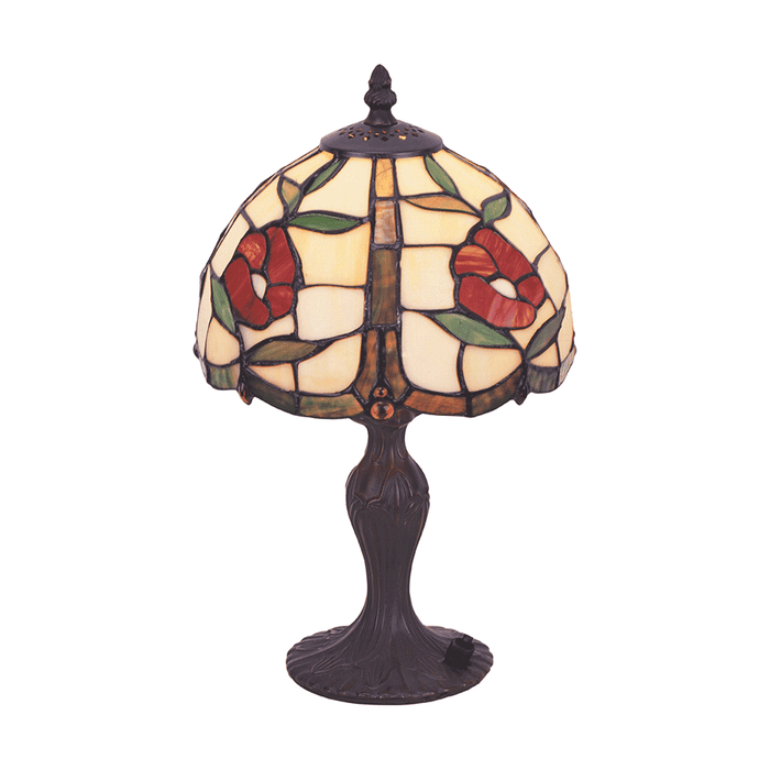 Red Rose Tiffany Table Lamp