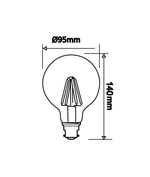 LED Filament Dimmable Globes G95 E27 6W Set of 2