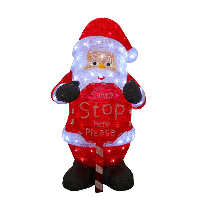 Acrylic Santa with Santa Stop Here Sign