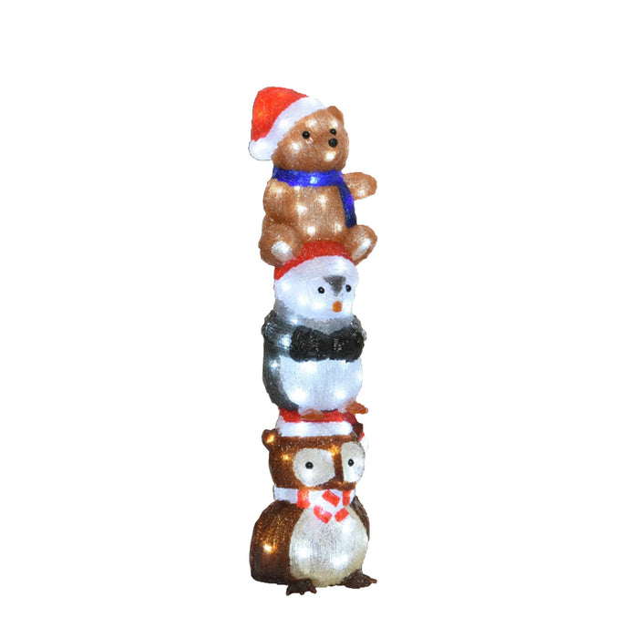 Acrylic Owl Penguin and Bear Stacked - H63cm