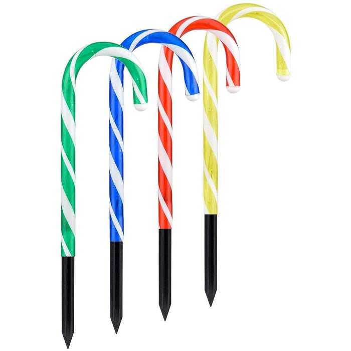 Solar Power Set of 4 Small Candy Cane - 2 Colour Options