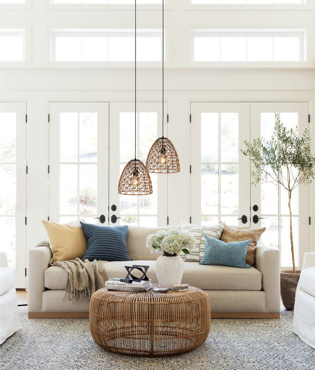 CANAMO Interior Natural Hemp Rope & Black Hardware Pendant Light- Ellipse