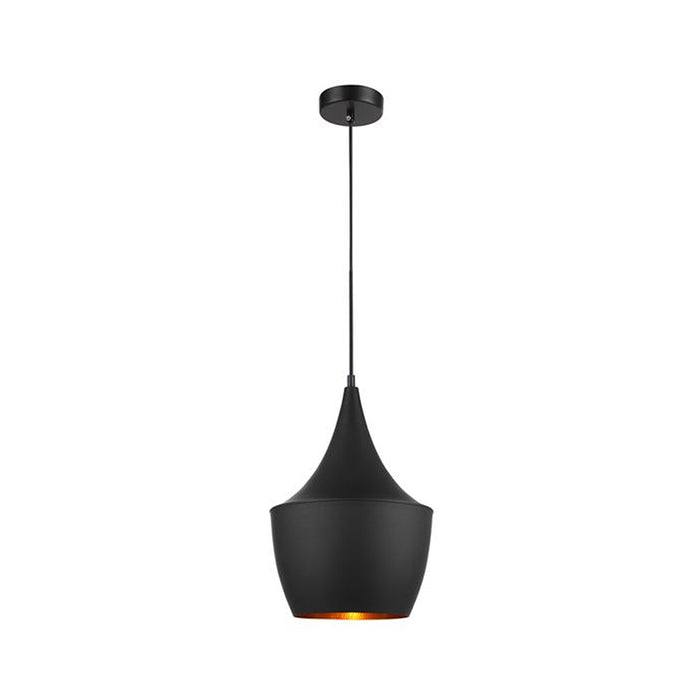 CAVIAR Black Mexican Hat / Angled Bell / Cone Shape Pendant Light with Gold Dimpled Internal