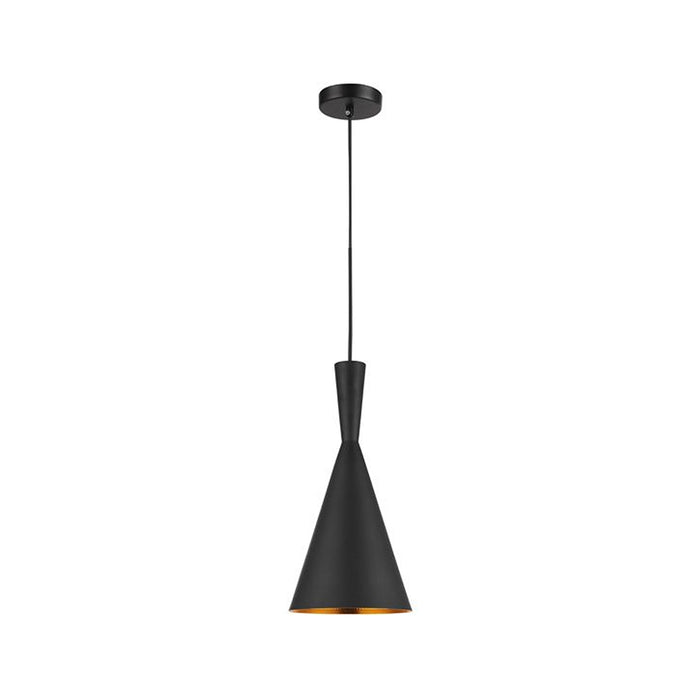 CAVIAR Black Mexican Hat / Angled Bell / Cone Shape Pendant Light with Gold Dimpled Internal