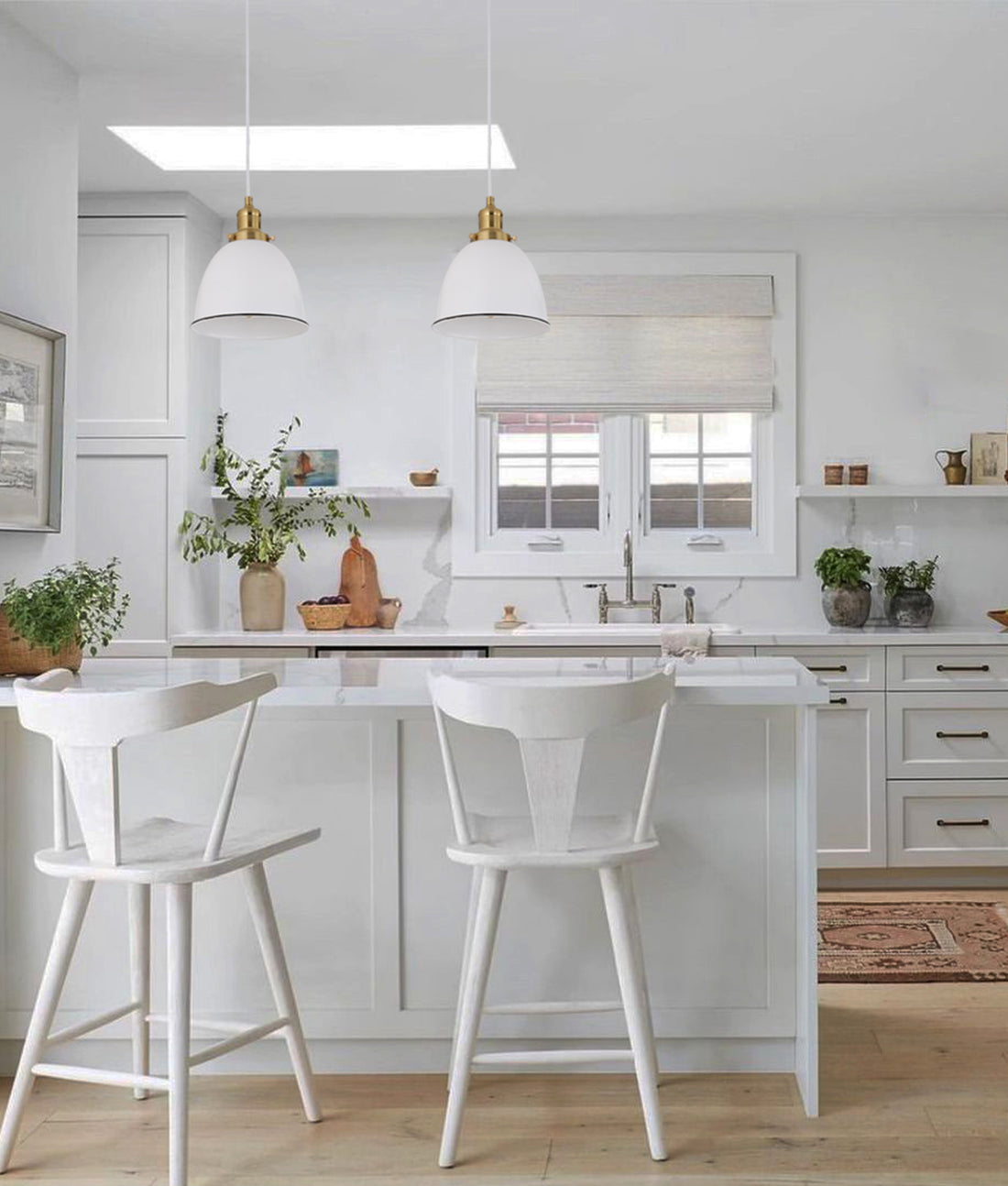 CEREMA Interior White with Antique Brass & Black Highlight Pendant Light- Ellipse