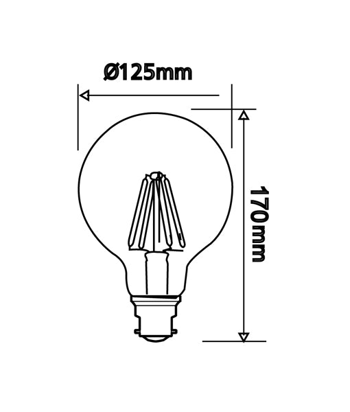 LED Filament Dimmable Globes G125 E27 8W Set of 2