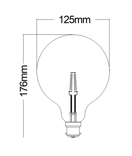 LED Filament Globes Amber E27 6W Set of 2