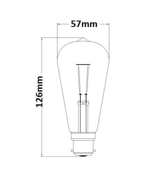 LED Filament Globes Amber ST57 B22/E27 4W Set of 2